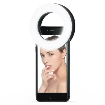 Светодиодная кольцевая заполняющая лампа, перезаряжаемая мини-круглая лампа для потокового видео, клипсовая подсветка для макияжа для камеры мобильного телефона ноутбука