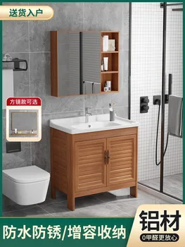 Простой алюминиевый шкаф для ванной комнаты, шкаф для умывальника в маленькой квартире, Комбинированный шкаф для умывальника напольного типа, умывальник для бассейна