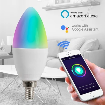 CORUI Tuya Zigbee E14 E12 Умная Свеча-Лампа RGBCW 5 Вт Светодиодная Лампа Smartthings С Дистанционным Управлением, Совместимая С Alexa Google Home