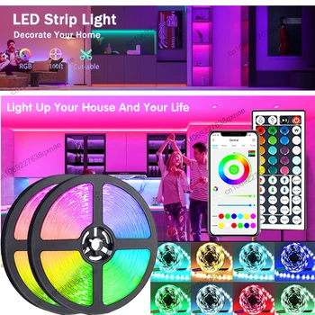 Светодиодные ленты LED 1-5 м 10 м 15 м 20 м 30 м неоновые лампы Luces Led Цветная RGB подсветка телевизора светодиодные фонари для украшения спальни