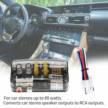 Автомобильный аудиопреобразователь 12 В RCA Стерео с регулируемой частотой от высокой до низкой Линейный преобразователь уровня динамика Адаптер для автоаксессуаров