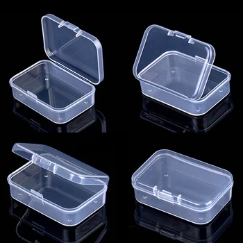 Пластиковые ящики для хранения, прямоугольный Мини-прозрачный футляр для ювелирных изделий, Упаковочная коробка для колец, серег, бусин, канцелярских принадлежностей
