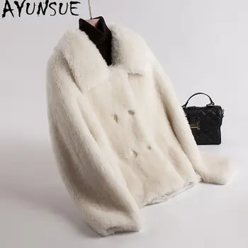 AYUNSUE 100% Шерстяная Куртка, Женское Меховое Пальто, Зимние Повседневные Куртки для Стрижки Овец, Высококачественные Шерстяные Пальто, Veste Femme SGG