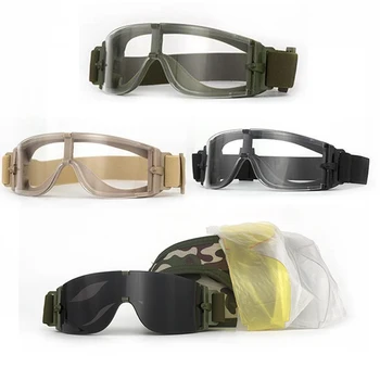 Тактические очки для улицы с тремя линзами, Пуленепробиваемые Очки, военные очки для фанатов, Велосипедные очки для кемпинга, Спортивные очки для стрельбы CS
