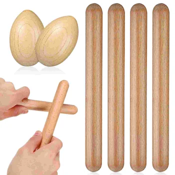 Деревянные Шейкеры для Яиц для Младенцев Песочные Яйца Детские Игрушки Детский Ударный Инструмент
