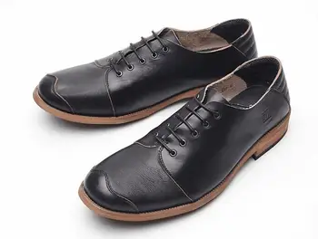 Мужская деловая обувь из коровьей кожи высокого качества в английском стиле, мужская обувь на шнуровке с круглым носком, модная повседневная обувь