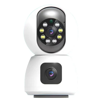 Wifi IP-камера с двумя объективами, радионяня с двумя экранами, домашняя камера безопасности PTZ с автоматическим отслеживанием CCTV