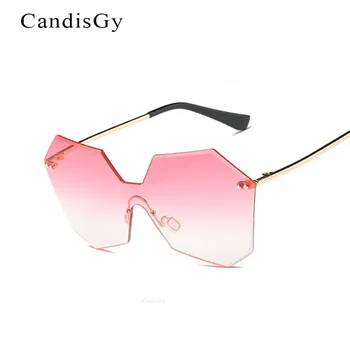 Прозрачные Солнцезащитные очки Для женщин 2023 года, Новый Люксовый бренд, Красочные Градиентные Мужские Солнцезащитные очки большого размера, Розовые очки Без оправы, Летние