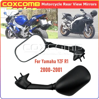 Зеркала заднего вида для мотоциклов 2000-2001 Yamaha YZF R1 аксессуары зеркало заднего вида сбоку черный корпус прозрачные линзы