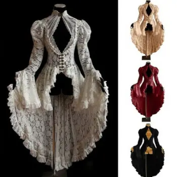 Корсетное платье в стиле стимпанк, готическое длинное дышащее кружевное платье эпохи Возрождения