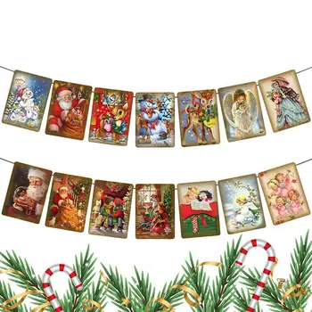 Рождественские баннеры, бумажные подвесные гирлянды с оленями Санта-Клауса, Украшения для рождественской вечеринки для дома, Рождественские подарки, принадлежности