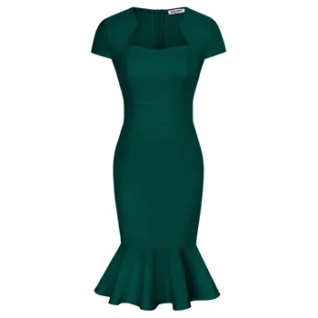 GK Женское платье-Русалка с рукавом-колпачком, Эластичное облегающее платье длиной до колен с рыбьим хвостом, винтажное платье в стиле 50-60-х годов, Офисная женская рабочая одежда