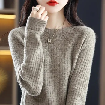 Женский свитер с круглым вырезом, осенне-зимний базовый пуловер, теплые повседневные джемперы, Корейская мода, весенний трикотаж, Нижняя рубашка