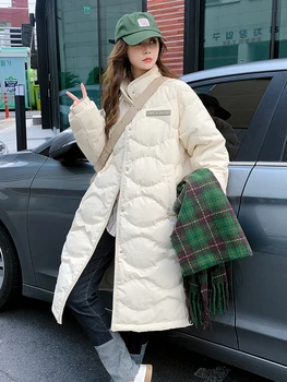 Новинка зимы 2023, Толстое пуховое пальто, Женская Корейская свободная куртка Harajuku в корейском стиле с хлопковой подкладкой, теплые повседневные однотонные парки