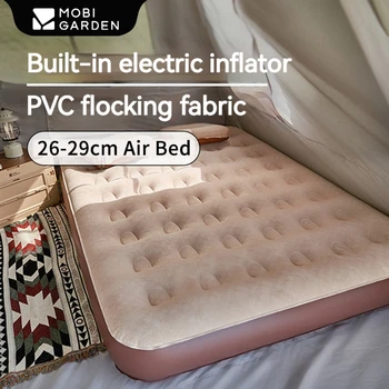 Надувной коврик для кемпинга MOBI GARDEN, двуспальная надувная кровать 26-29 см, утолщенная подушка, встроенный электрический надувной насос, портативный для улицы
