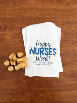 25ШТ Пакетов для угощений на неделю медсестер с ПОДКЛАДКОЙ - Пакеты для конфет, пакеты для пончиков, пакеты для печенья - Подарок на неделю благодарности медсестер - День благодарности медсестер -