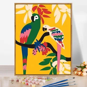 Цифровая картина маслом с животными из Африки и Амазонки, ручная роспись акриловыми красками, выполненная своими руками