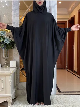2024 Ид С Капюшоном Мусульманские Женщины-Хиджабы Платье Молитвенная Одежда Рамадан Одежда С Рукавами 
