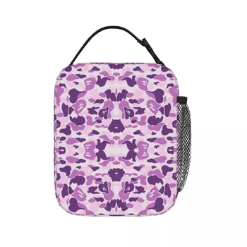 Фиолетовые камуфляжные сумки для ланча с камуфляжной изоляцией, портативные сумки для пикника, термоохладитель, ланч-бокс, сумка для ланча для женщин, работы, детей, школы
