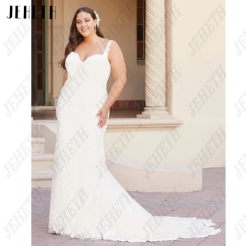 JEHETH Изысканные свадебные платья Плюс размер для женщины, Русалка, тюлевые платья для невесты, кружевная аппликация, vestidos de novia