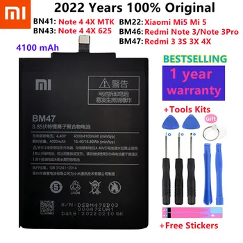 Оригинальный Аккумулятор Xiao Mi Для телефона Xiaomi Redmi Note 4 4X3 Pro 3S 3X4X Mi 5 BN41 BN43 BM22 BM46 BM47 Запасные батареи