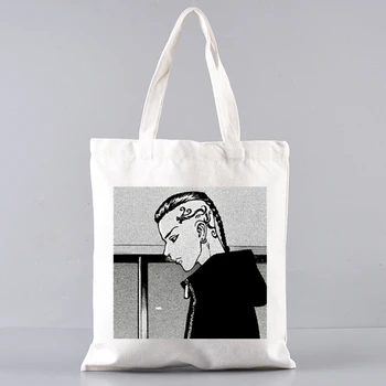 Tokyo Revengers Draken Ken Ryuguji, холщовая сумка для покупок, женская тканевая сумка через плечо с принтом, эко-сумка-тоут, многоразовые сумки для покупок