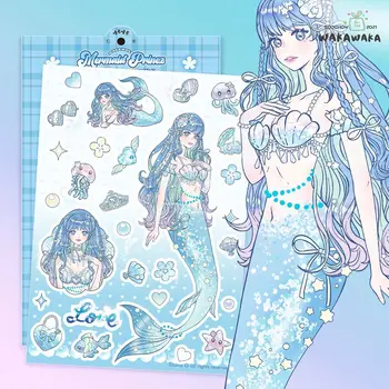 Наклейка для ручной палатки Guka, наклейка с изображением девочки-русалки, милый ребенок