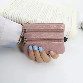 Модный женский кошелек 2023 года с тремя сумками на молнии, женский короткий маленький кошелек для монет Новейшего дизайна, мягкий мини-кошелек для карт, сумка для денег