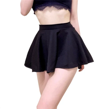 Женская базовая юбка, сексуальная мини-юбка в складку, красная, черная, с высокой талией, короткая юбка без подкладки