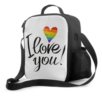 Полосатый радужный флаг гордости ЛГБТ, изолированный ланч-бокс, герметичные портативные пакеты для ланча с регулируемым плечевым ремнем, сумка-холодильник, сумка-тоут