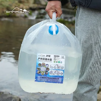 Сумка для хранения воды Наружная складная большой емкости 20 л Портативное походное альпинистское прозрачное ведро Дорожная сумка для воды