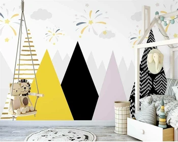 beibehang Custom modern papier peint Nordic, ручная роспись геометрических горных вершин, абстрактные фоновые обои для детской комнаты