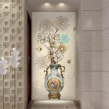 wellyu Пользовательские обои модные 3D фотообои papel de parede стерео цветок богатая ваза фон для входа обои для стен
