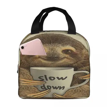 Slow Down Sloth Madame Memento Прозрачная Сумка для ланча, Ланч-бокс, Детская сумка для ланча, Изолированная сумка для ланча