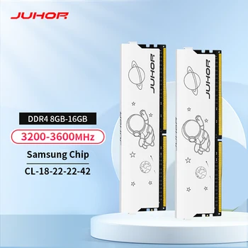 JUHOR DDR4 8GB 16GB 3200 МГц 3600 МГц 16GBX2 8GBX2 Samsung Chip Двухканальная Потрясающая оперативная память для настольных пк