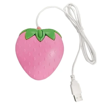 Розовая клубничная USB-проводная мышь, маленькая оптическая компьютерная игровая мышь для ПК для девочек, Рождественский подарок, прямая поставка