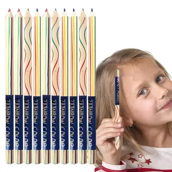 Цветной карандаш Rainbow, 10 штук, Цветной карандаш для рисования, Набор цветных карандашей 4 В 1 для раскрашивания книг, рисования эскизов.