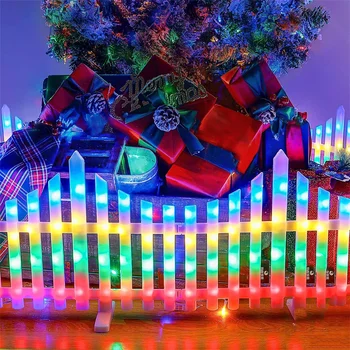 8 шт. садового забора с подсветкой, фонари для Рождественской елки, 110-дюймовые фонари для садового забора, 8 режимов белого пластикового штакетника