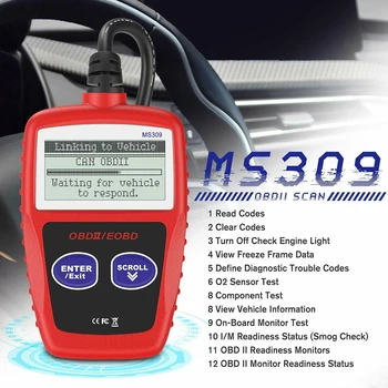 Ms309 OBD2 Сканер Проверка Автомобиля Считыватель Кода Двигателя Прибор Для Сканирования Неисправностей OBDII Автоматический Диагностический Инструмент
