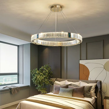 Современная круглая потолочная люстра для кухни-столовой двухуровневого здания Villa K9 Crystal Подвесной светильник Светодиодные светильники