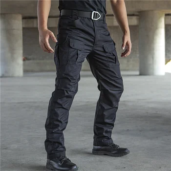 Мужские армейские военно-тактические брюки-карго, повседневные стрейчевые камуфляжные брюки SWAT Combat Rip-Stop, Стрейчевые водонепроницаемые рабочие брюки