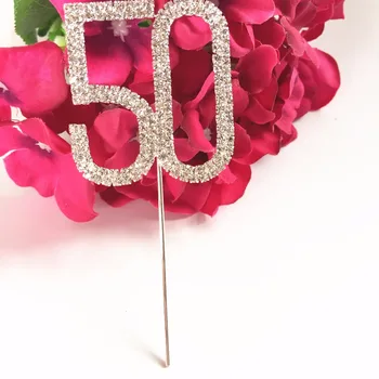 С 50-Летием Свадьбы, украшение для вечеринки, Номер 5 см, 50 Горный Хрусталь, Хрустальный Топпер для торта