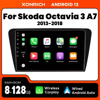 Автомобильный Радиоприемник Мультимедиа Для SKODA Octavia 3 A7 2013 2014 2015 2016 2018 Carplay Android 12,8 ГБ Видеоплеер Навигация GPS No 2 Din