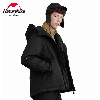 Naturehike Outdoor Man Огнестойкая куртка на белом гусином пуху Зимняя Дышащая теплая куртка с капюшоном 1000Fp Ветрозащитная Ветровка