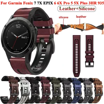 22-26 мм Силиконовый Кожаный Ремешок Для Garmin Fenix 7X7 Epix Gen 2 6X6 Pro 5X5 Plus 955 Smart Watch Quickfit Ремешок Для Часов