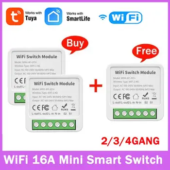 Tuya Wifi / eWeLink 16A Mini Smart Switch 2/3/4 Группы Поддерживает двустороннее Управление с Smart Life Alexa Google Home Alice Smart Life