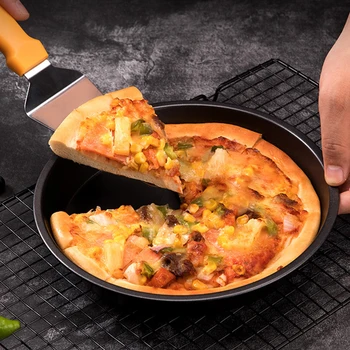 Противни для пиццы из углеродистой стали с антипригарным покрытием, форма для выпечки круглой глубокой формы, форма для выпечки для фритюрницы, Кухонные инструменты