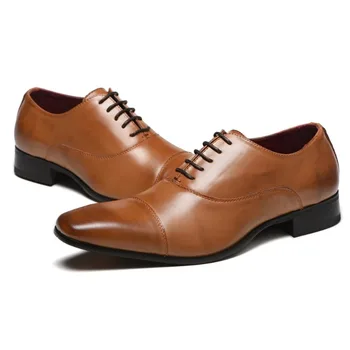 Мужская кожаная обувь, Официальная Деловая Повседневная Обувь, Высококачественная Мужская Модельная обувь, Офисные Роскошные Мужские Дышащие Оксфорды, Обувь большого размера