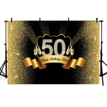 Фон для фотосъемки, изготовленная на заказ Золотая шелковая лента, вечеринка по случаю 50-летия, золотой блеск, светло-черные фоны для фотосессии в фотостудии