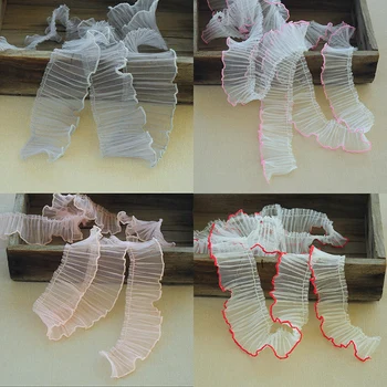 Современная вышивка цветочным тюлем, отделка кружевной ткани лентой, аппликация с рюшами для шитья своими руками, бахрома для воротника, свадебный декор